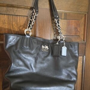 Coach Black Leather Tote Bag